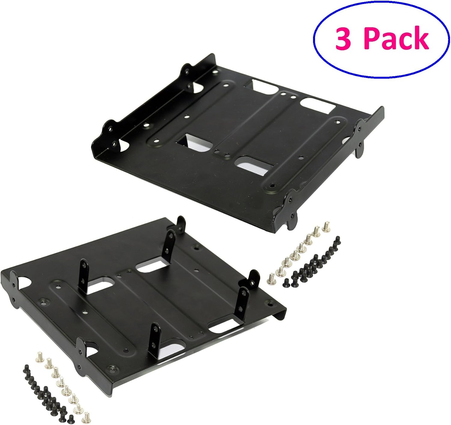(3 Pack) 2.5" To 3.5" Bay Hard Disk Drive Metal Black