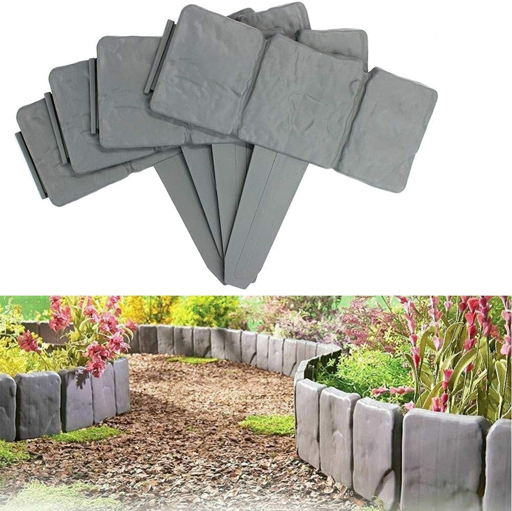 Stone Edging For Garden Borders Plastic Border Stones Cobblestone Effect Garden Edging Decorative Flower Plant Bed Grass Lawn Edge Fence For Garden Ideas Design Landscaping Stone Trim Grey 20pcs Amazon Co Uk Kitchen Home