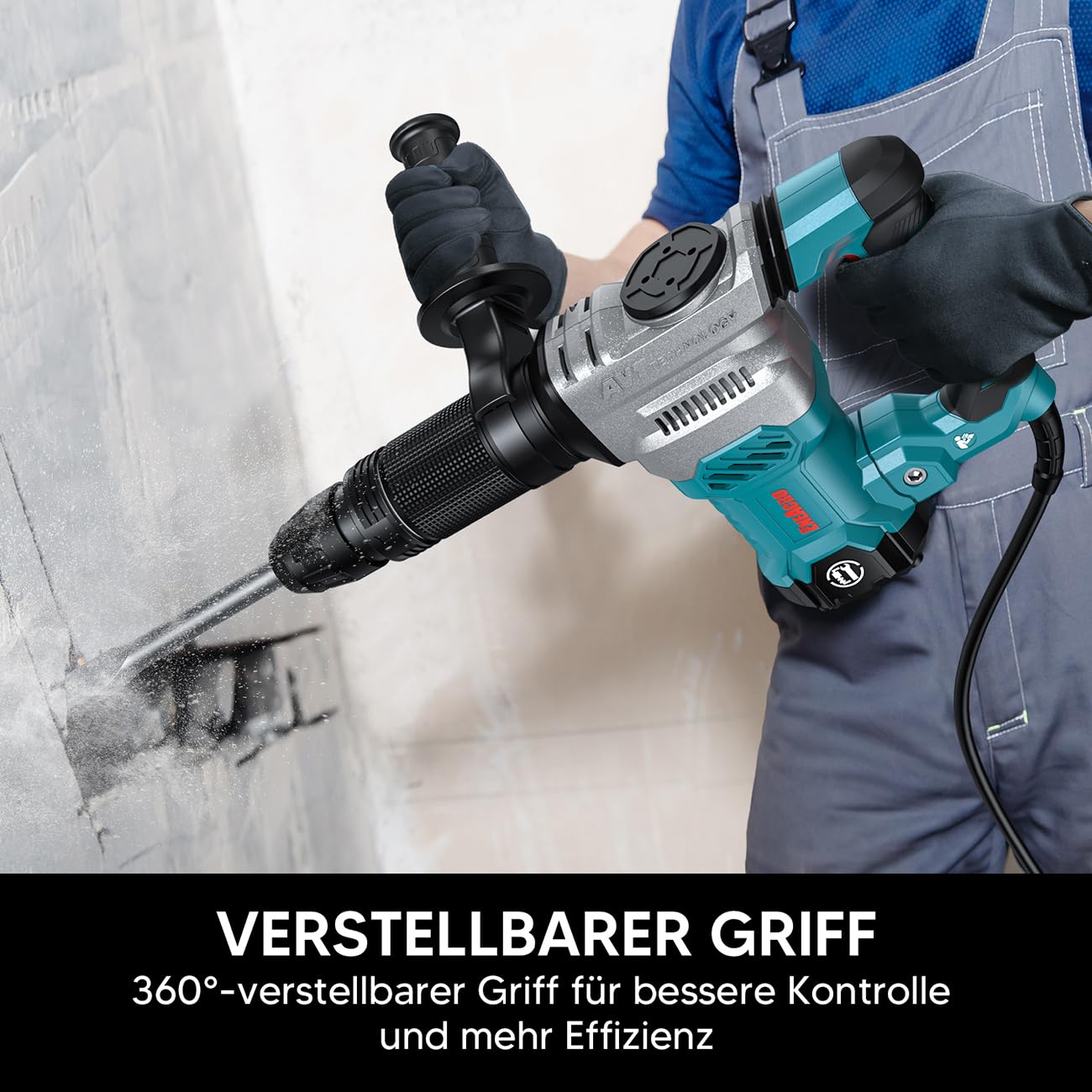 ENEACRO SDS-Max Abbruchhammer Stemmhammer für Beton, 1300W 20 Joule Schwerlast Elektrischer Schlaghammer, Vibration Kontrolle, Schale aus Aluminiumlegierung, Inklusive Werkzeugtasche und Meißels 5