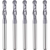 SpeTool 5Pcs Ball Nose Router Bits 1/8" Cutting Diameter Milling Tool HRC55, 1/8" Shank Up Cut Spiral CNC Tool