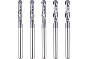 SpeTool 5Pcs Ball Nose Router Bits 1/8" Cutting Diameter Milling Tool HRC55, 1/8" Shank Up Cut Spiral CNC Tool