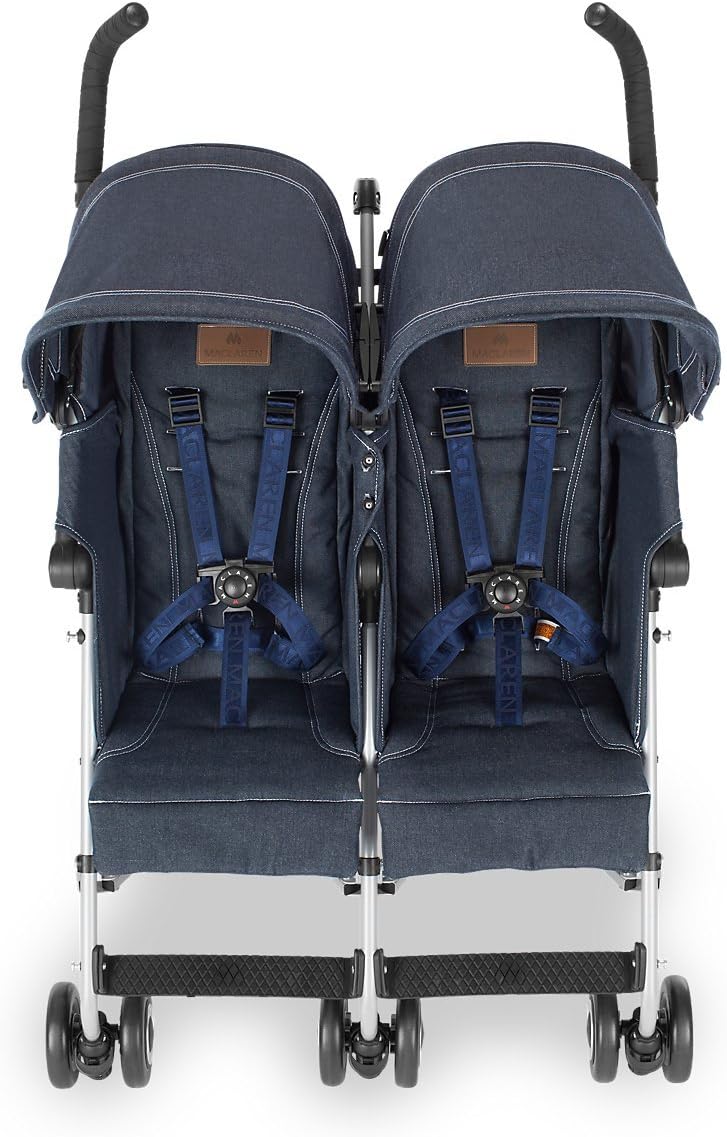 Maclaren Twin Triumph Stroller- Lightweight, compact and easy to manoeuvres. Fits through standard doorways, independently extendable hoods with reclining seats. Accessories included