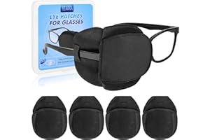 eZAKKA 3D Eye Patches for Adults Kids Left Right Eye, 4 Pcs Medical Eye Patch for Glasses Silk Eyepatch for Lazy Eye Amblyopia Strabismus and After Surgery, Black