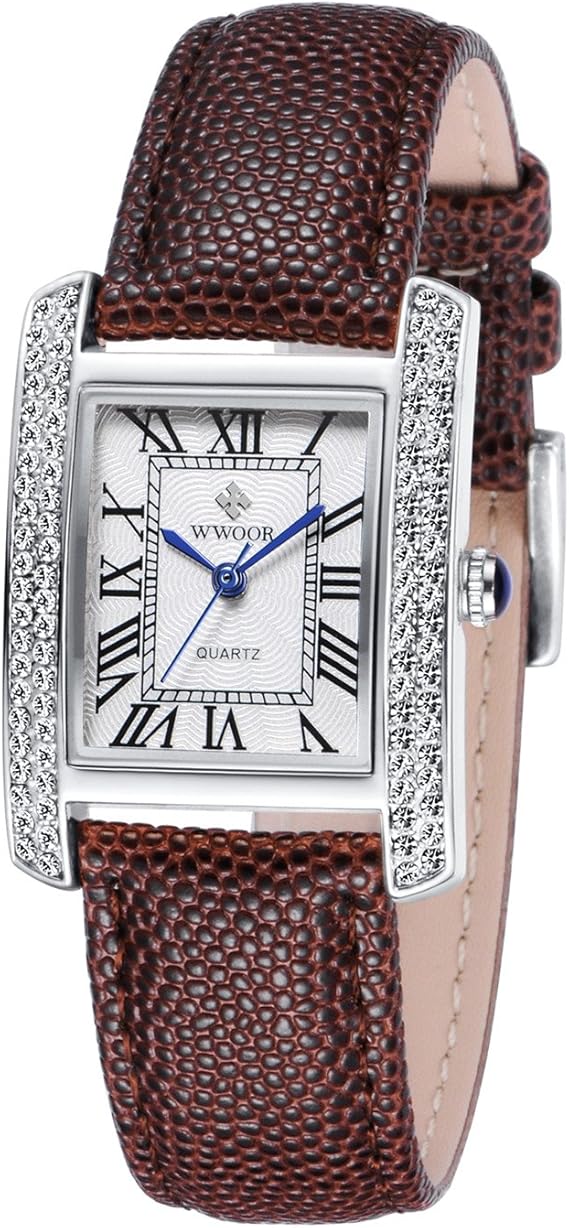 Amazon Wwoor 腕時計 レディース 欧風 ファッション 薄型 ビジネス クォーツ時計 防水 本革ベルト 女性 銀 ブラウン レディース腕時計 腕時計 通販