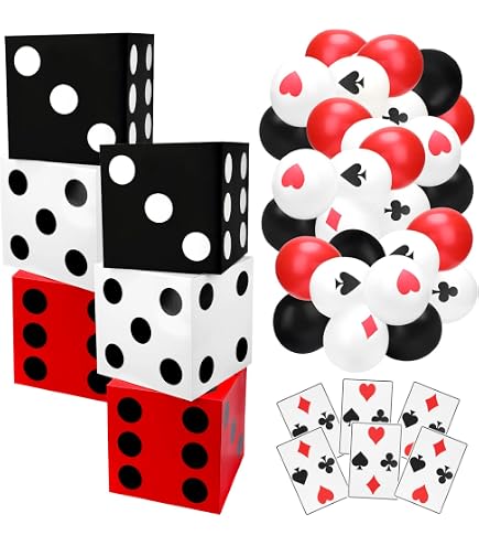 8HREST 4 Pcs Casino Theme Party Decorations 12 Inch Casino Party Favor Boxes Large Poker Boxs Bulk For Centerpieces Las Vegas Game Night Birthday Graduation Prom Party Decorations Supplies