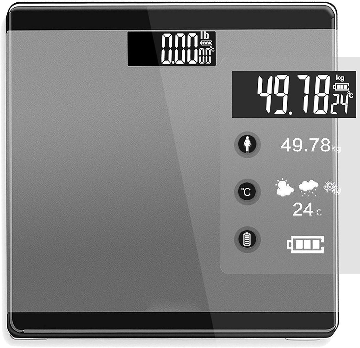 zelenor Gadget Tree Digital Glass Personal Bathroom Slick Metal Finish Weight Scale (Black)