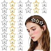 Matwsec 30PCS Silver Star Hair Clips Gold Star Barrettes 2000s Non-slip Metal Y2k Hair Accessories for Women Girls