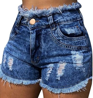 high waisted destroyed denim shorts