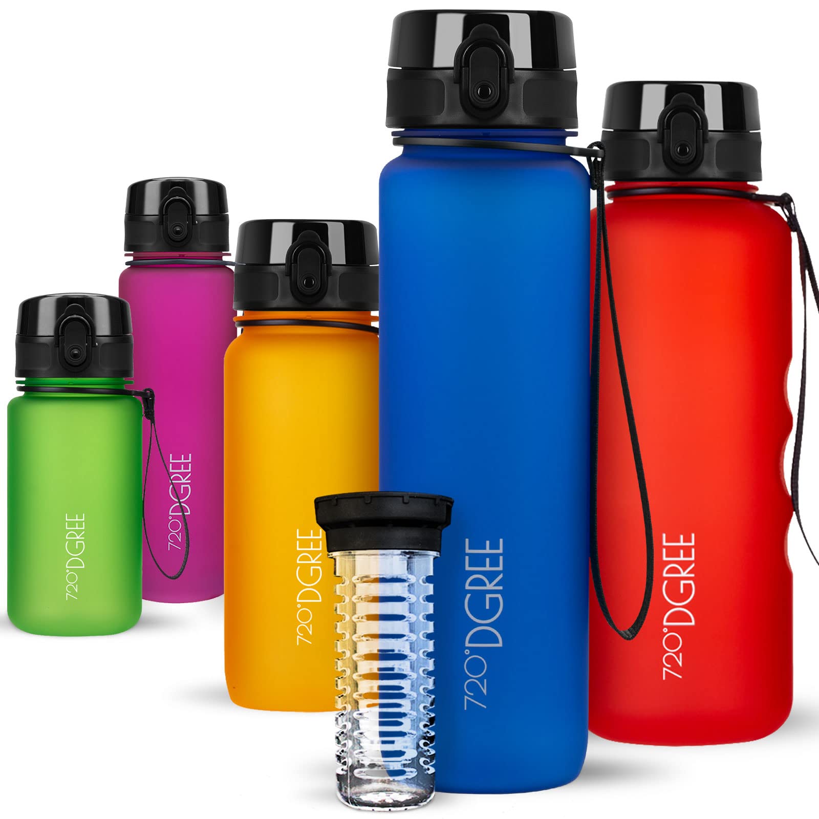 720°DGREE Water Bottle “uberBottle“ - 1 L softTouch +Fruit-Infuser - BPA-Free Tritan, Leakproof, Reusable Drinking Bottle - Sports Bottle for Gym, Running, Fitness, Cycling, Travel, School & Office