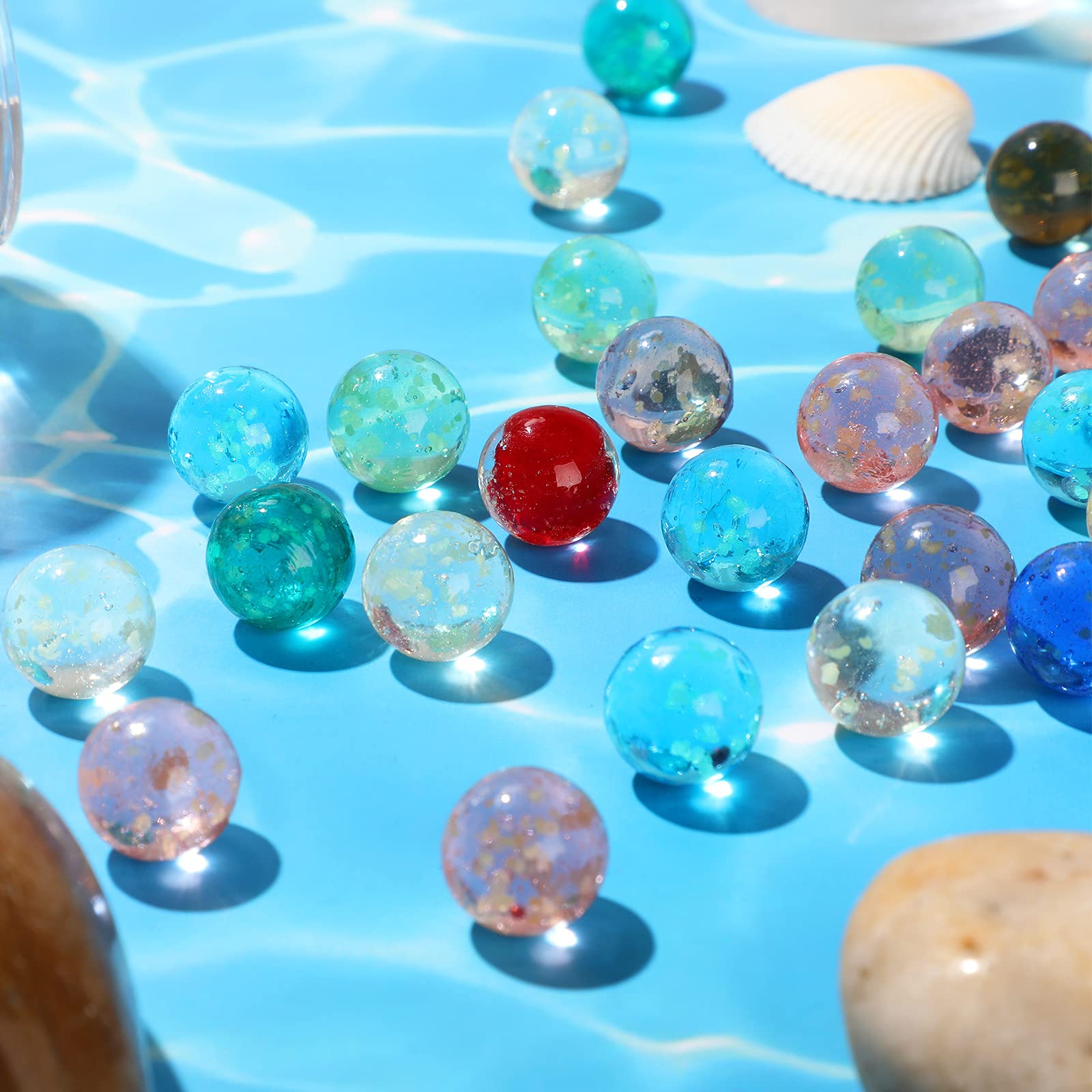 Gejoy 100 Pieces Colorful Glass Marbles Glow in The Dark Multi-Color Luminous Glowing Glass Marbles for Marble Games DIY and Home Decor