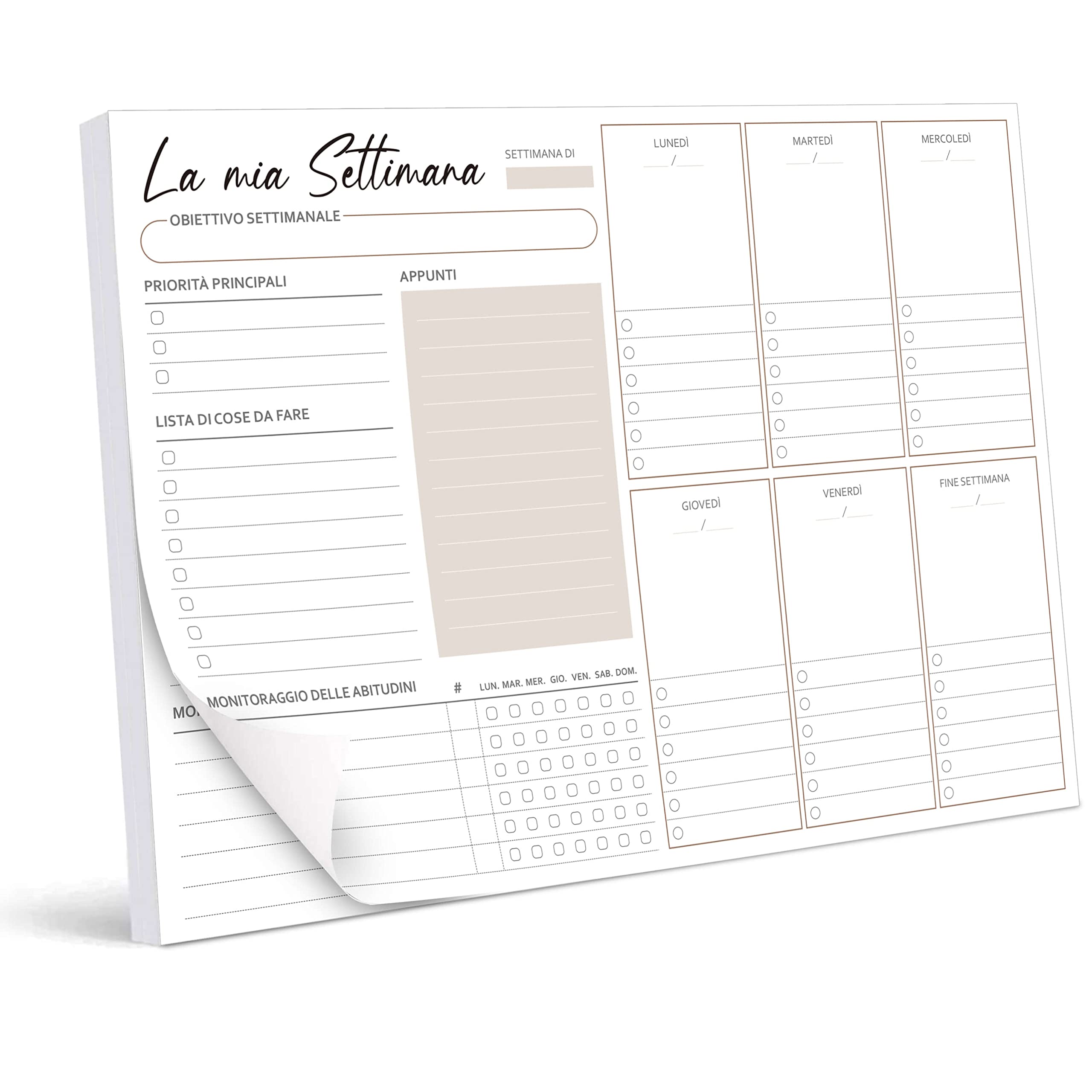 Biroyal Weekly Planner Pad A4 Without Fixed Date (50 Pages), Desk Pad with to Do List, Weekly Calendar Weekly Planner with Weekly Overview&Habit Tracker for Appointments, Tasks&Notes