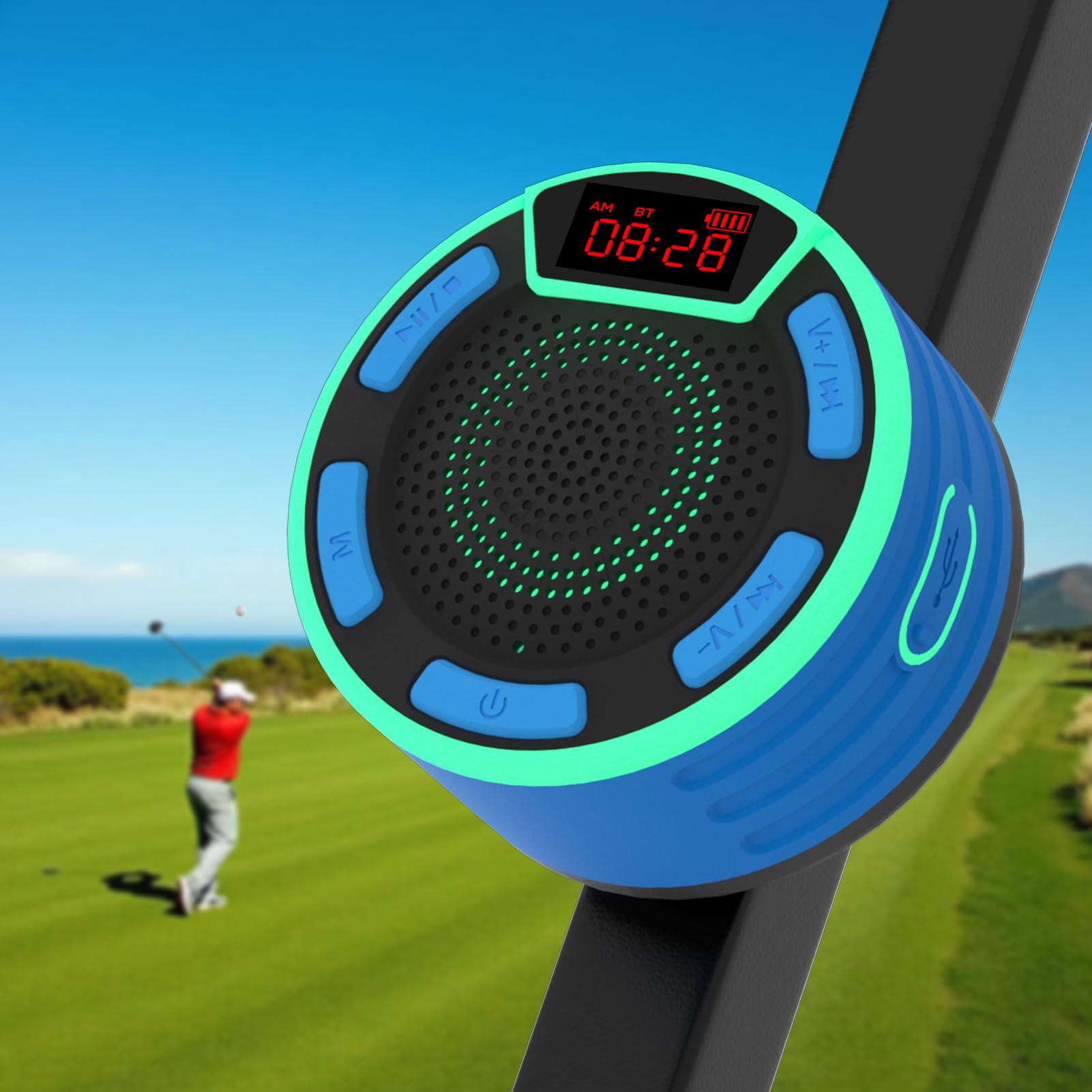 BassPal Magnetic Golf Cart Speaker, IPX7 Waterproof Bluetooth Speaker with LED Display, Shockproof, Loud Stereo Sound, Golf Cart Accessories Golf Gifts