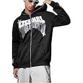 SHENHE Men's Y2k Graphic Full Zip Hoodie Star Print Streetwear Jacket Hoodie Sweatshirt