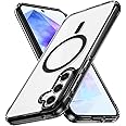 Lunivop for Samsung Galaxy A55 5G Case Hard [Compatible with Magsafe Wireless Charging] Yellowing Resistant Magnetic Cover Clear para A 55 6.6 inch 2024 Rugged Best Phone Cases Black