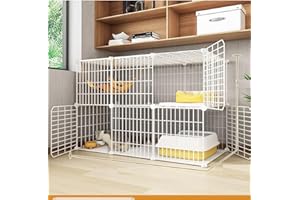 FDSDEFEN Cat Cage Indoor DIY Cat Playpen Detachable Metal Wire Kennels Indoor Cat Enclosures DIY Cat Playpen Metal Kennel (3/2-Tier)