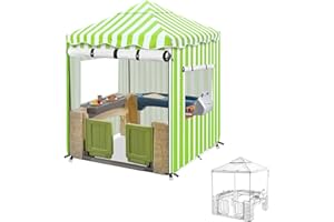 EXOKUGO Outdoor Kids Playhouse Cover with Clear PVC Door and Window Waterproof Cover, Suitable for Multiple Brands with The Same Size Playhouse.Green(56" W x 56" D x 60.2" H)