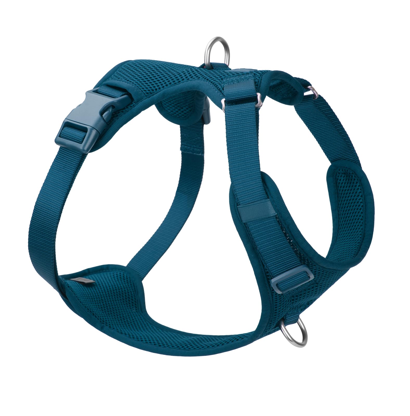 No Pull Dog Harness for Small Medium Large Dogs - Adjustable 2 Layer Mesh Dog Vest with Dual Clip, Escape Proof, Quick Release, Lightweight Breathable Mesh for Walking Hiking (Prussian Blue,L)