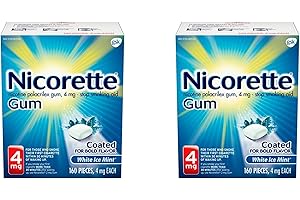 Nicorette 4mg Nicotine Gum to Quit Smoking - White Ice Mint Flavored Stop Smoking Aid, 160 Count (Pack of 2)