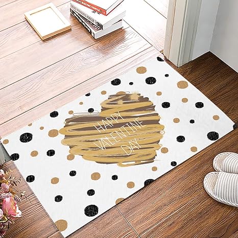Amazon バレンタインデーフェルトドアマット 23 6 X15 7 屋外屋内玄関玄関マット 滑り止め玄関ラグ 正面玄関マット内側外側 抽象的なハート水玉模様の装飾 60x40cm 玄関マット オンライン通販