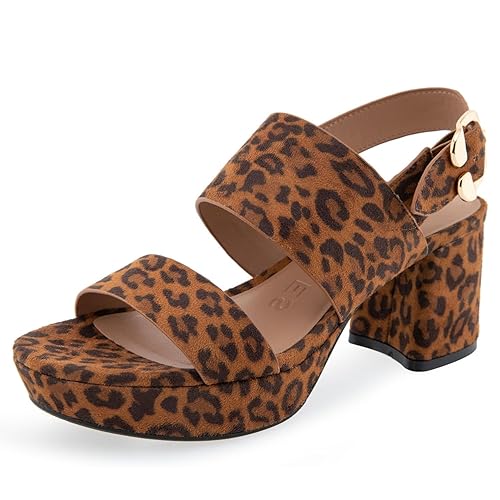 AEROSOLES Women's Camera Platform Heeled Sandal, Leopard FAB Suede, 10