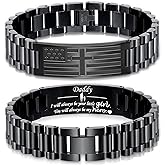GLEZZA Easter Basket Stuffers-Bracelets for Men American Flag Cross Bible Verse Bracelet Christmas Birthday Christian Gifts for Dad Daddy New Dad,Adjustable Size