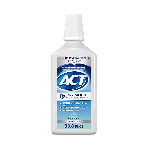 ACT DRY MOUTH ANTICAVITY ZERO ALCOHOL FLUORIDE MOUTHWASH, SOOTHING MINT, 33.8 FL. OZ.