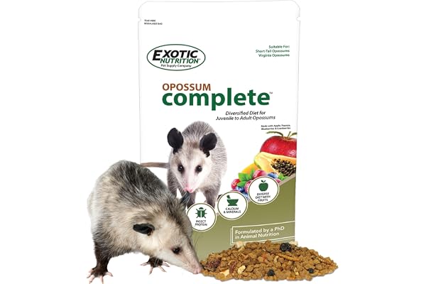 Exotic Nutrition Opossum Complete - Nutritionally Complete Healthy Pellet Diet - Food for Short-Tailed & Virginia Opossums (1 lb.)