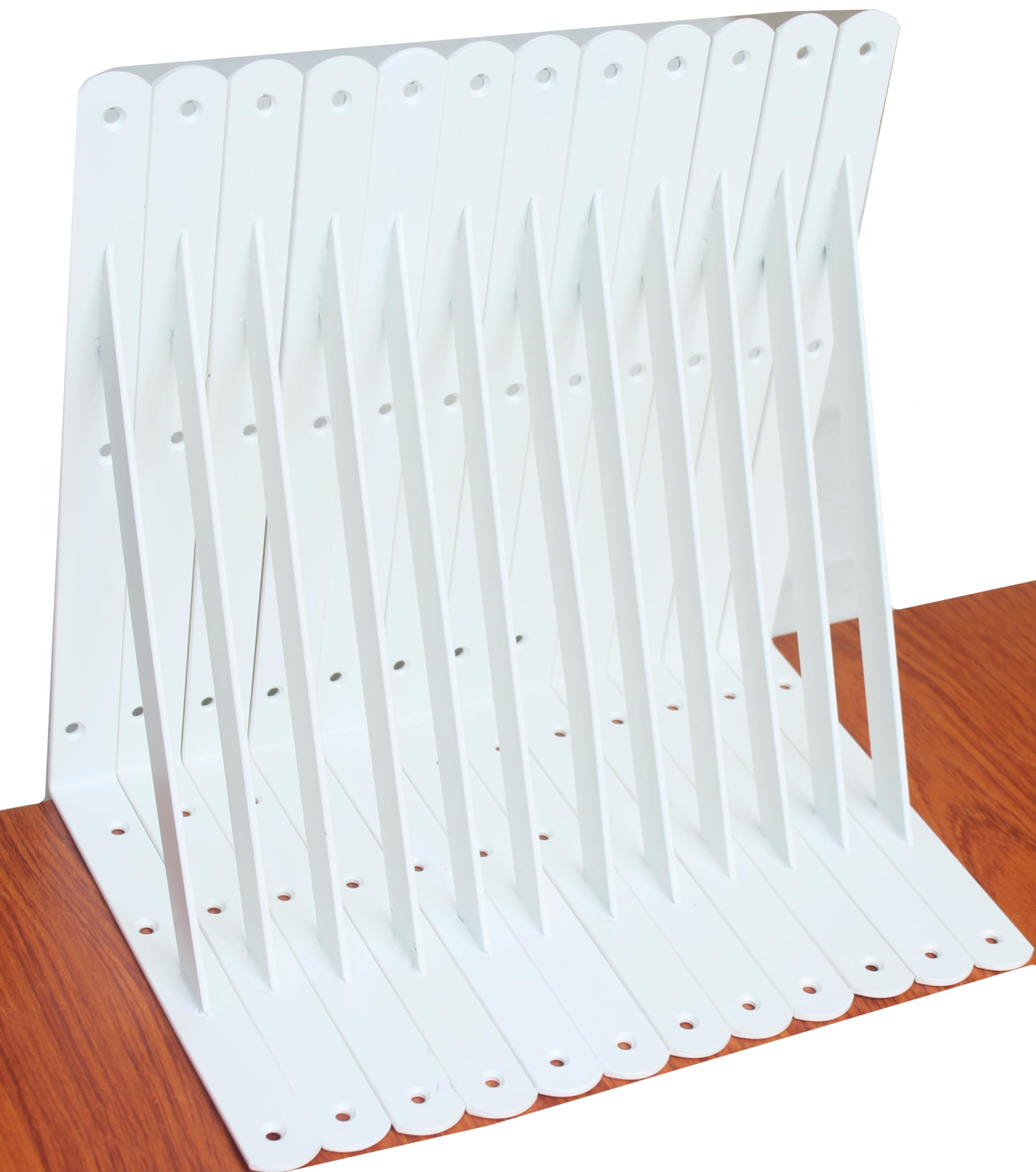 Photo 1 of 12 Pack L14 x H 10" White Heavy Duty Shelf Brackets with Screws Metal Shelf Brackets Shelf Support Angle Brackets for Shelves L Brackets Heavy Duty Floating Shelf