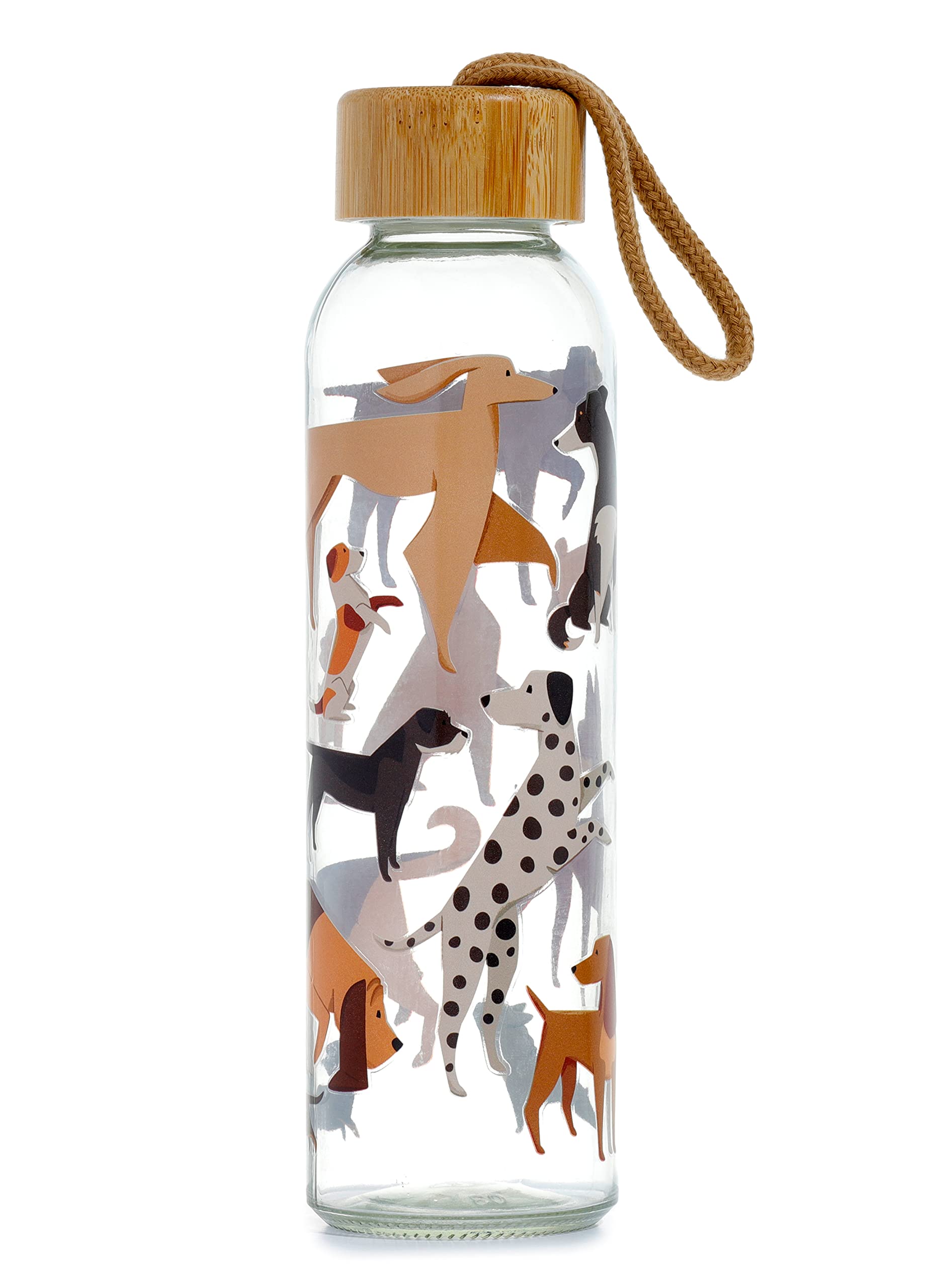 Puckator Barks - Drinks Bottle - Reusable Water Bottle For Girls And Boys With An Bamboo Lid - Bpa Free - For School Nursery - Translucent - Cute Dog Design - Pp 500ml