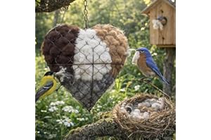Handmade Fiber Bird Nesting Heart, Nesting Material for Wild Bird, Refillable Nesting Accessories, Hummingbird Nest/House, Ou