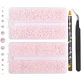 6540PCS Light Pink AB Resin Flat Back Pearls Rhinestones,Mixed Size 2/3/4/5/6/8/10mm Half Round Pearl Beads Nail Gems Rhinestone with Tweezers and Picker Pencil for Crafts Nail DIY Decoration