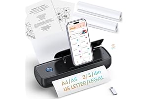 GUTHERREN Portable Printer Wireless for Travel，Bluetooth Thermal Printer Support 8.5" X 11" US Letter &Legal, A4&A5 Thermal Paper, Inkless Compatible with iOS, Android & Laptop for Office Car Home
