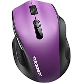 TECKNET Computer Mouse Wireless, Dual-Mode Bluetooth Wireless Mouse | (BT5.2/3.0 &amp; 2.4G USB‑A) Connection, Ergonomic Design, 5-Level DPI, Silent Click,Compatible with Laptop/PC/Windows/Chromebook