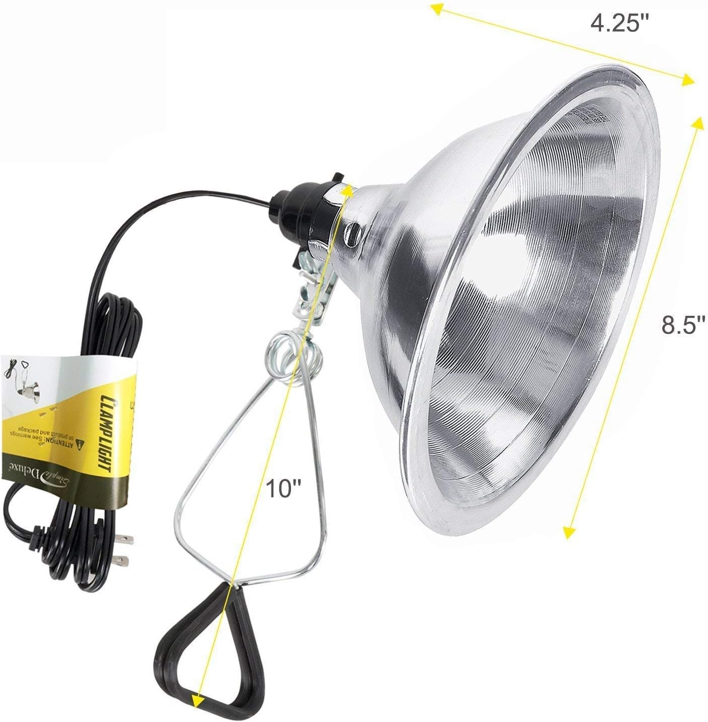 Simple Deluxe HIWKLTCLAMPLIGHTMX2 2-Pack Clamp Lamp Light with 8.5 Inch Aluminum Reflector up to 150 Watt E26 Socket (no Bulb Included) 6 Feet 18/2 SPT-2 Cord, Silver : Garden & Outdoor