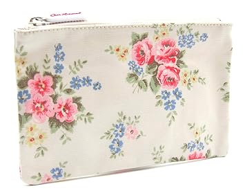 Cath Kidston Zip Wallet Art Brieftasche Geldscheine Tasche Pinny Flowers Stone Creme beige mit Blüten Oilcloth