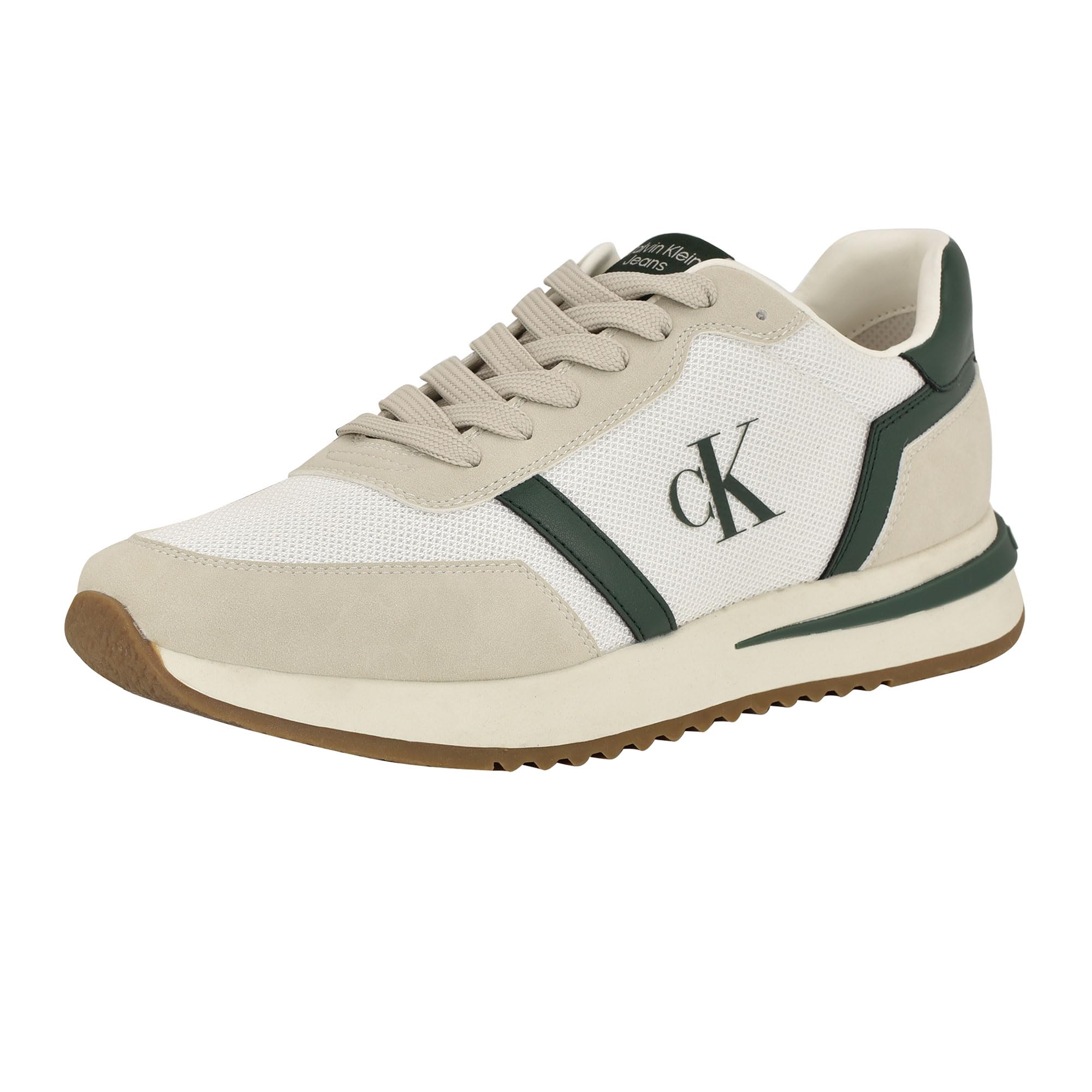 Calvin Klein Men's Picio Sneaker, White/Dark Green 300, 9 Image