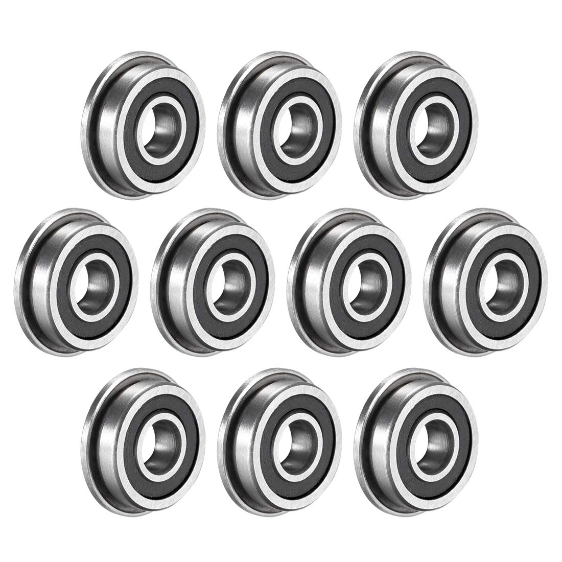 sourcing map F695-2RS Flanged Ball Bearing 5x13x4mm Double Sealed (GCr15) Chrome Steel Flange Rip Bearings 10pcs