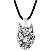 HAQUIL Wolf Necklace, Tribal Wolf Head Pendant, Animal Totem Jewelry Gift for Men and Women