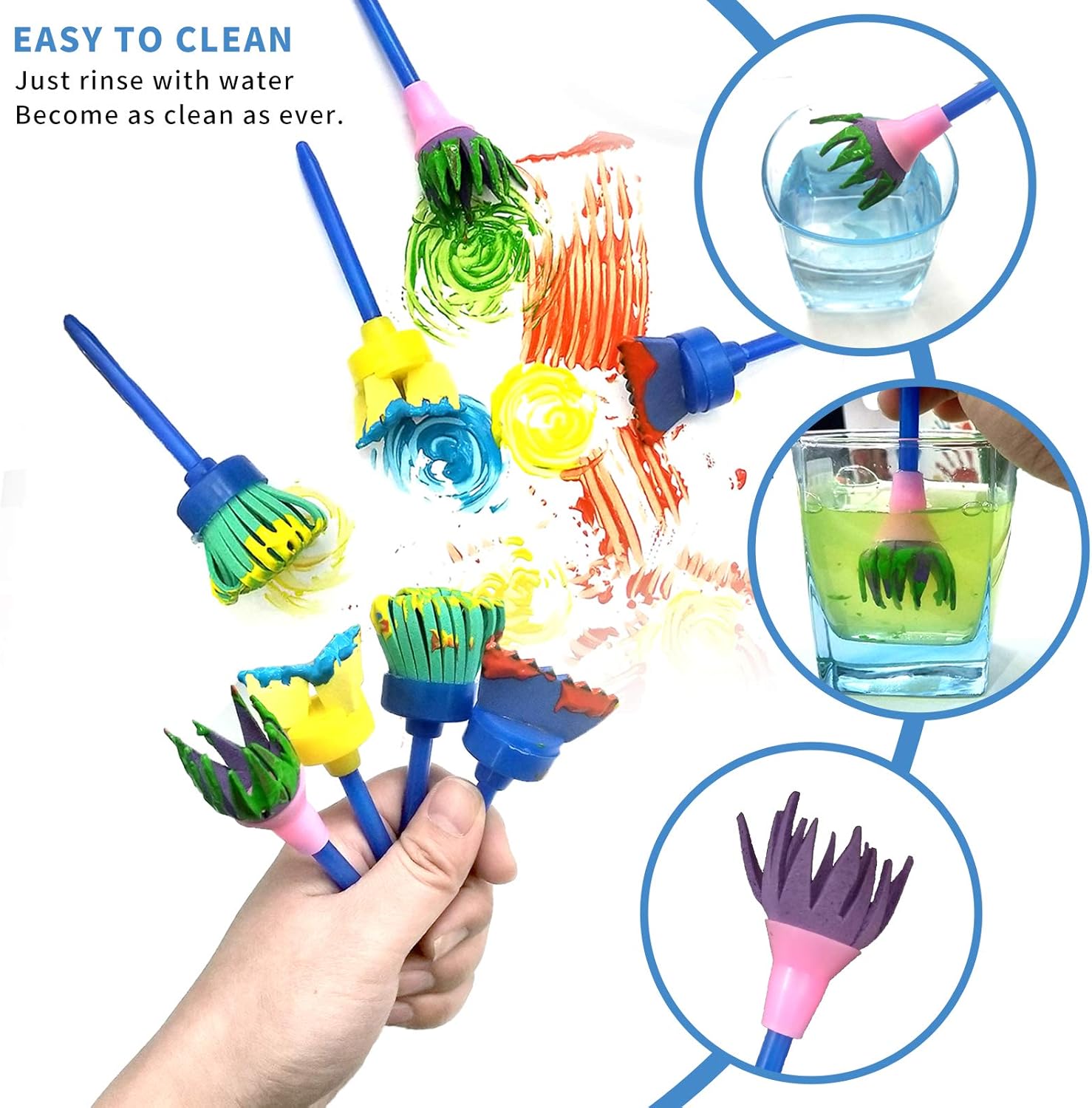 XIANGZI Finger Paint Sponges for Kids,Sponge Painting Brushes Set,Toddler Paint Set,Paint Set for Kids 6-12 Include Foam Brushes,Paint Roller Kit,Palette,Flower Pattern Brush,Brush Set.: Home Improvement
