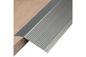 Hrokz 4 inch Floor Transition Strip Threshold Ramp Aluminum, 36'' Thresholds Reducer for Doorways Wheelchair Tile Wood Floors, Extra Wide Metal Grey Entry Door Edge Trim Flute