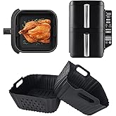 2PCS Silicone Air Fryer Liner Accessories for Ninja SL201C DoubleStack 2-Basket 8qt 7.6L Air Fryer, Reusable Airfryer Accesso