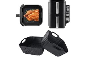 2PCS Silicone Air Fryer Liner Accessories for Ninja SL201C DoubleStack 2-Basket 8qt 7.6L Air Fryer, Reusable Airfryer Accesso