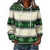 St Patricks Day Sweatshirt for Women Funny Shamrock Print Hoodie Casual Cute St. Patrick's Day Long Sleeve Shirt