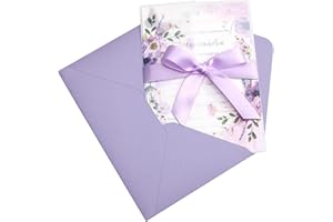 ponatia 20PCS Fill-in Purple Invitations Cards with Envelopes for Quinceañera Party Invite, Quince Invitation Cards, 5"x7" In