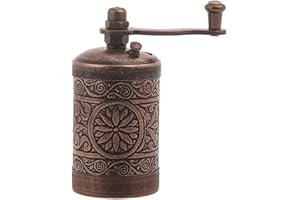 LaModaHome Antique Copper Manual Hand Grinder Mill for Turkish Greek Arabic Coffee Beans & Spice Pepper Salt, Brass