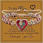 OEHEDOU Things To Get Your Mom For Valentines Day Bracelet For Mom Gifts For Mama From Son Mother Birthday Gifts Colorful Heart Stone Bracelet For Mother