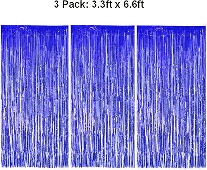 Amazon Com Foil Fringe Curtains Metallic Tinsel Blue Fringe