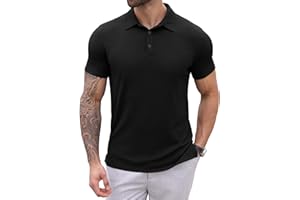 Askdeer Men's Polo Shirts Stretch Short Sleeve Moisture Wicking Quick-Dry Casual Golf Shirts for Men