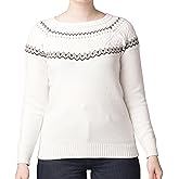 Novelle Fashion Women’s Fair Isle Mock Neck Cable Knit Sweater | Cozy Fair Isle Sweater Women | Warm Knit Sweater for Women