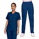 Cherokee Women's Scrub Set V-Neck Dolman Sleeve Top & Pull-On Cargo Pant with Elastic Waist & Fade Resistant Fabric -CK00043C